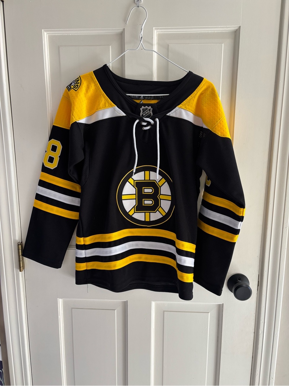 adidas Pastrnak #88 Kids Black and Yellow Bruins Jersey